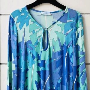 Emilio Pucci Mint and Lavender Abstract Top